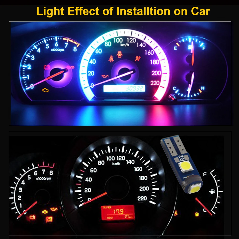 Eseastar 10 шт. T5 3LED 3030 белый красный Приборная панель автомобиля светодиодная лампа