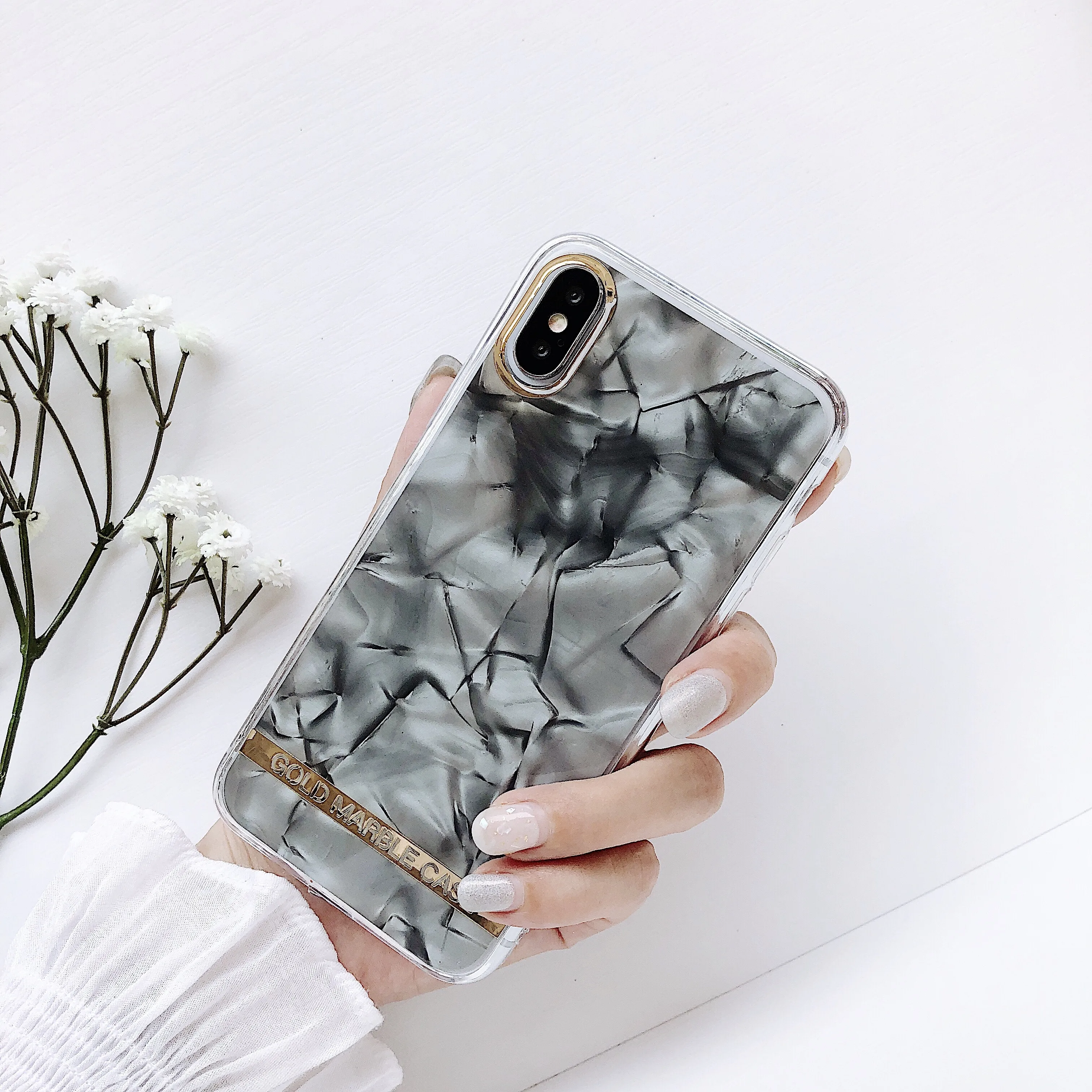 PEIPENG блестящий золотой мраморный чехол для телефона iPhone 7 8 6 6s Plus мягкий из ТПУ X XS