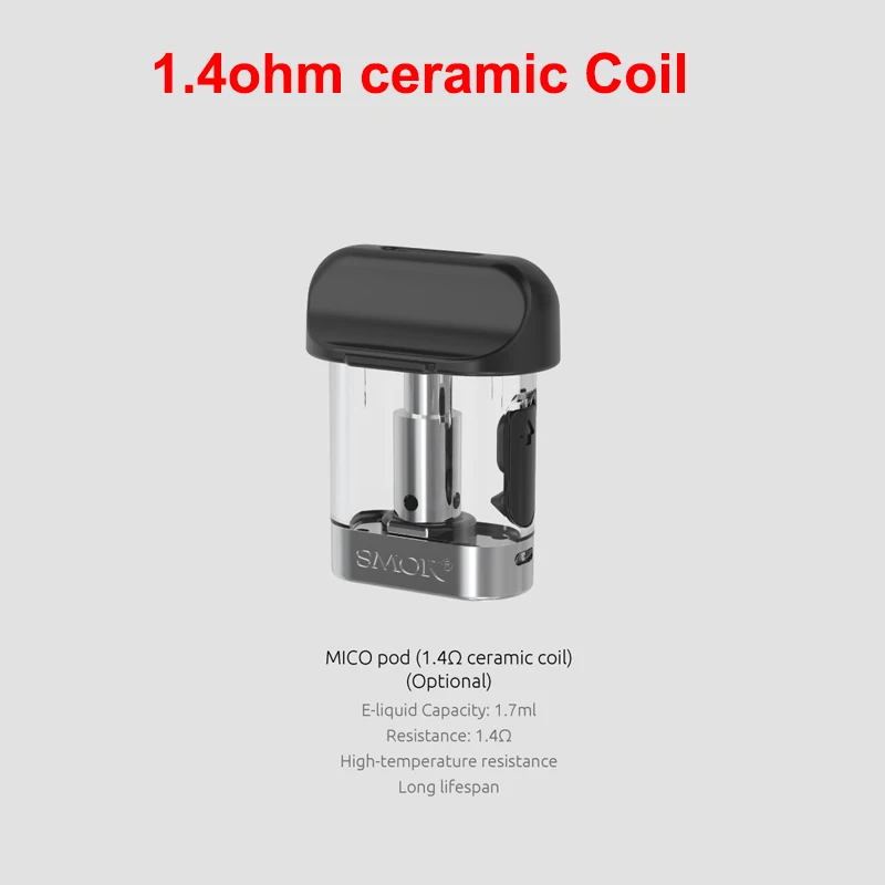 Original MICO Pod 1.7ml Capacity Regular Mesh Ceramic Coil Fit for Vape Kit Replacement Atomizer Tank | Электроника