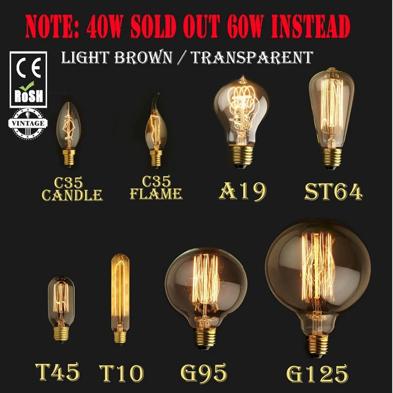 LightInBox Стекло свет 220 в 40 Вт лампочки edison типа ретро пиротехника старинные