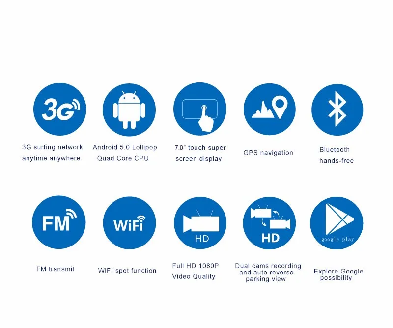 Автомобильный видеорегистратор с двойным объективом 7 0 дюйма Android GPS Full HD 1080P|mirror