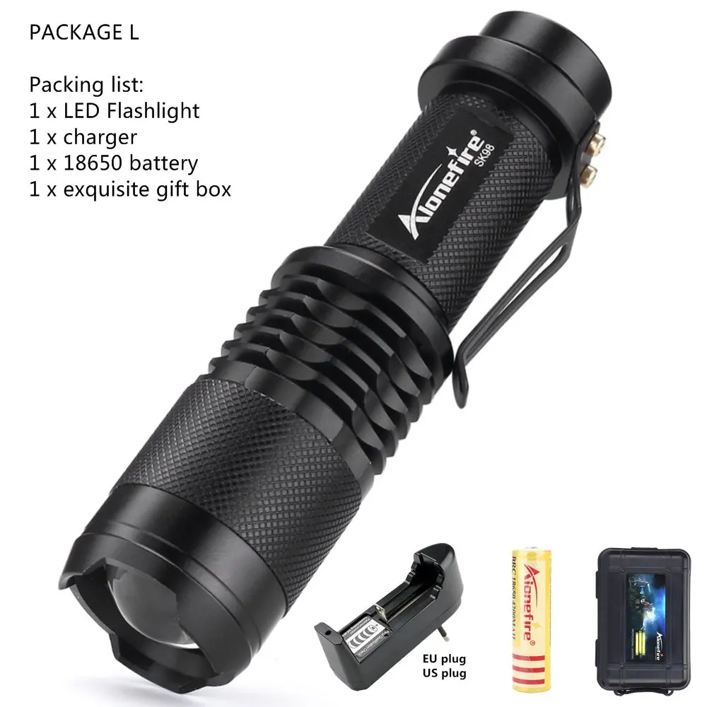 Package L Alonefire SK98 L2 светодиодный фонарик портативный мини-фонарик с зумом водонепроницаемый фонарь - Испускаемый цвет: Package L