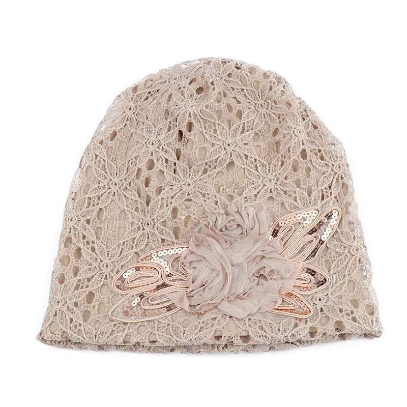 Модный тюрбан шапки для женщин кружево Hollw Beanie кепки зимние вязаные Skullies кепки s цветок Женские повседневные бабочки шапочки