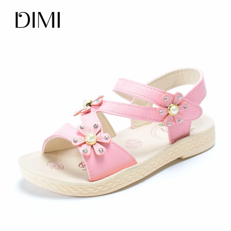 Женские босоножки с цветком и жемчугом DIMI из искусственной кожи для девочек