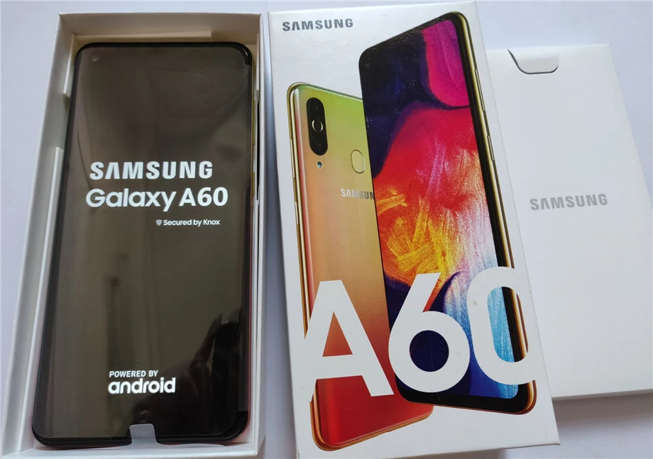 Мобильный телефон samsung Galaxy A60 A6060 Android, две sim-карты, четыре ядра, Snapdragon675, 6,3 дюймов, 6 ГБ ram, 64 ГБ rom, 3 тыловые камеры NFC