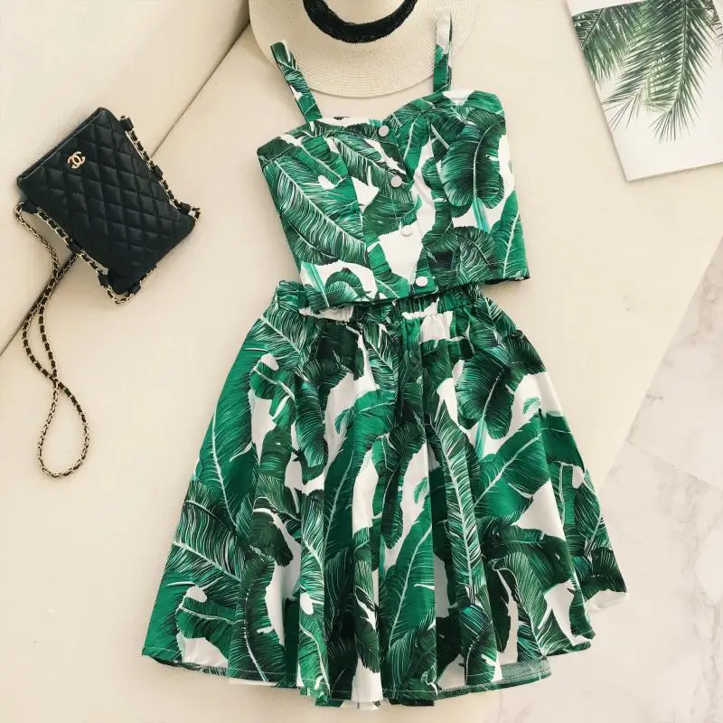 Женский укороченный топ ALPHALMODA комплект из 2 предметов в горошек с принтом вишни