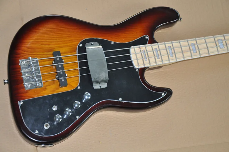Новое поступление высокое качество Firehawk Custom Shop Sunburst Active 9V 4 String Miller Jazz Bass гитара с кленовым грифом
