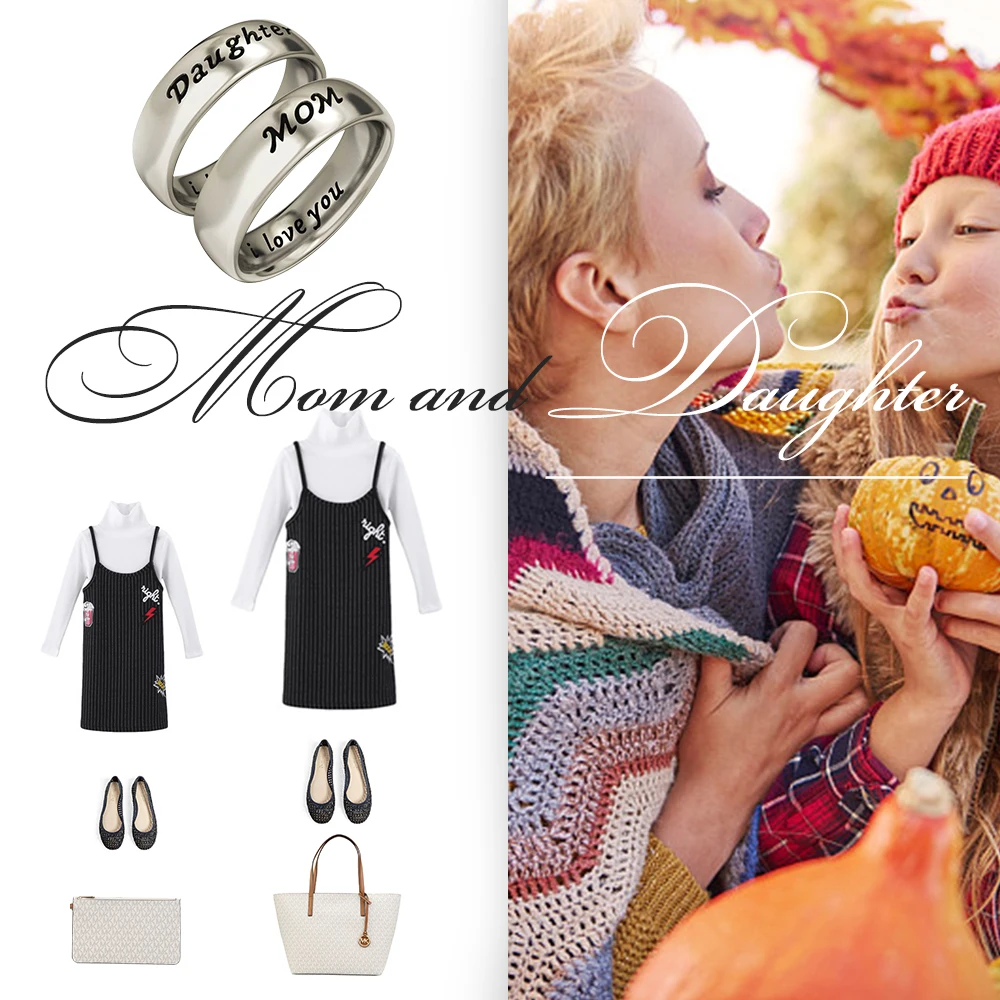 Комплект из 2 колец классический подарок для матери кольцо мамы и дочки с