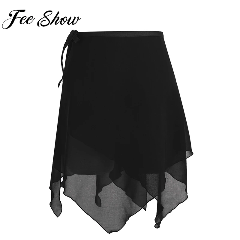 Женская Асимметричная юбка шарф FEESHOW шифоновая с запахом для балета и танцев на