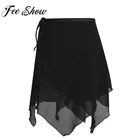 Женская Асимметричная юбка-шарф FEESHOW, шифоновая юбка с запахом для балета и танцев на коньках