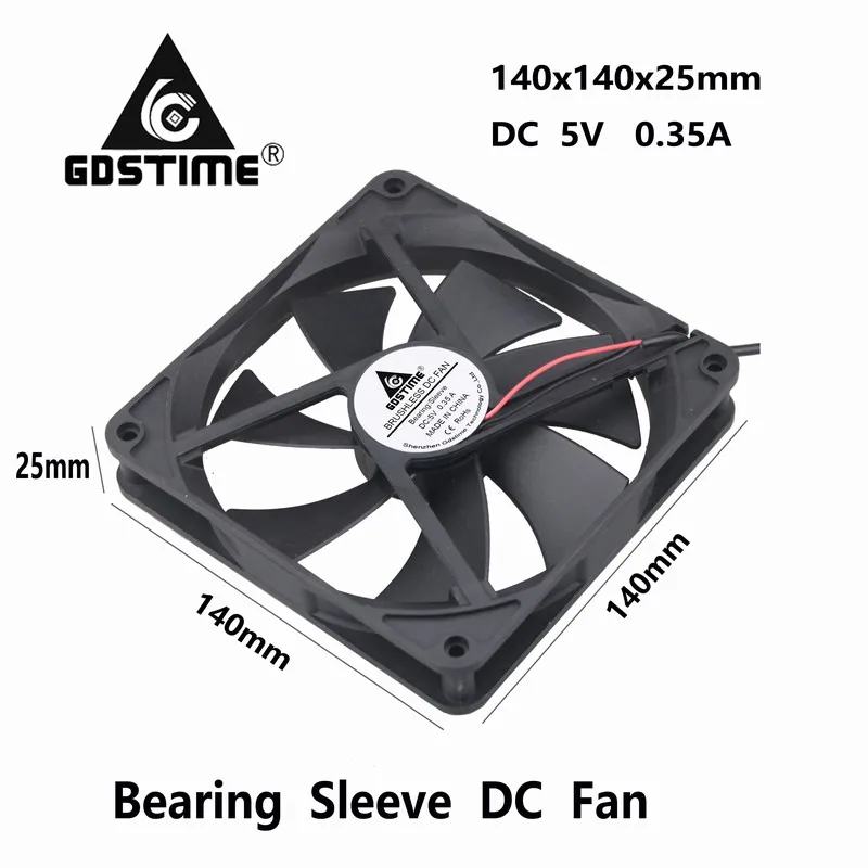 Gdstime 1 шт. DC 5V 14025s USB питание 140x140x25 мм процессор компьютер чехол охлаждающий