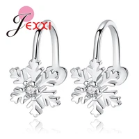 1 korean new round crystal snowflake stud earrings for women girls fashion sweet brincos cute birthday gift