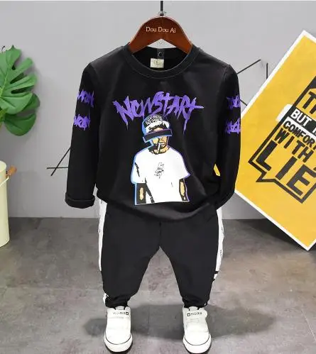 

Children's Spring and Autumn Set 2019 New Children's T-Shirt + Striped Pants + Letter Cartoon Denim Jacket Three-piece Boy Denim