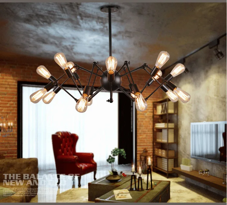 Лофт ретро большая люстра Паук освещение DIY 14 ламп Эдисон Ретро Винтаж E27 AC 110V 220V