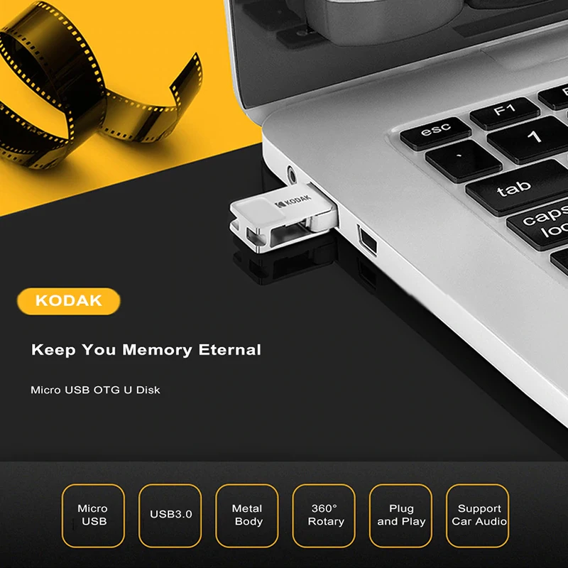 Металлический флеш-накопитель KODAK K223B USB 3 0/Micro двойной интерфейс 64 ГБ 32 16 флешка