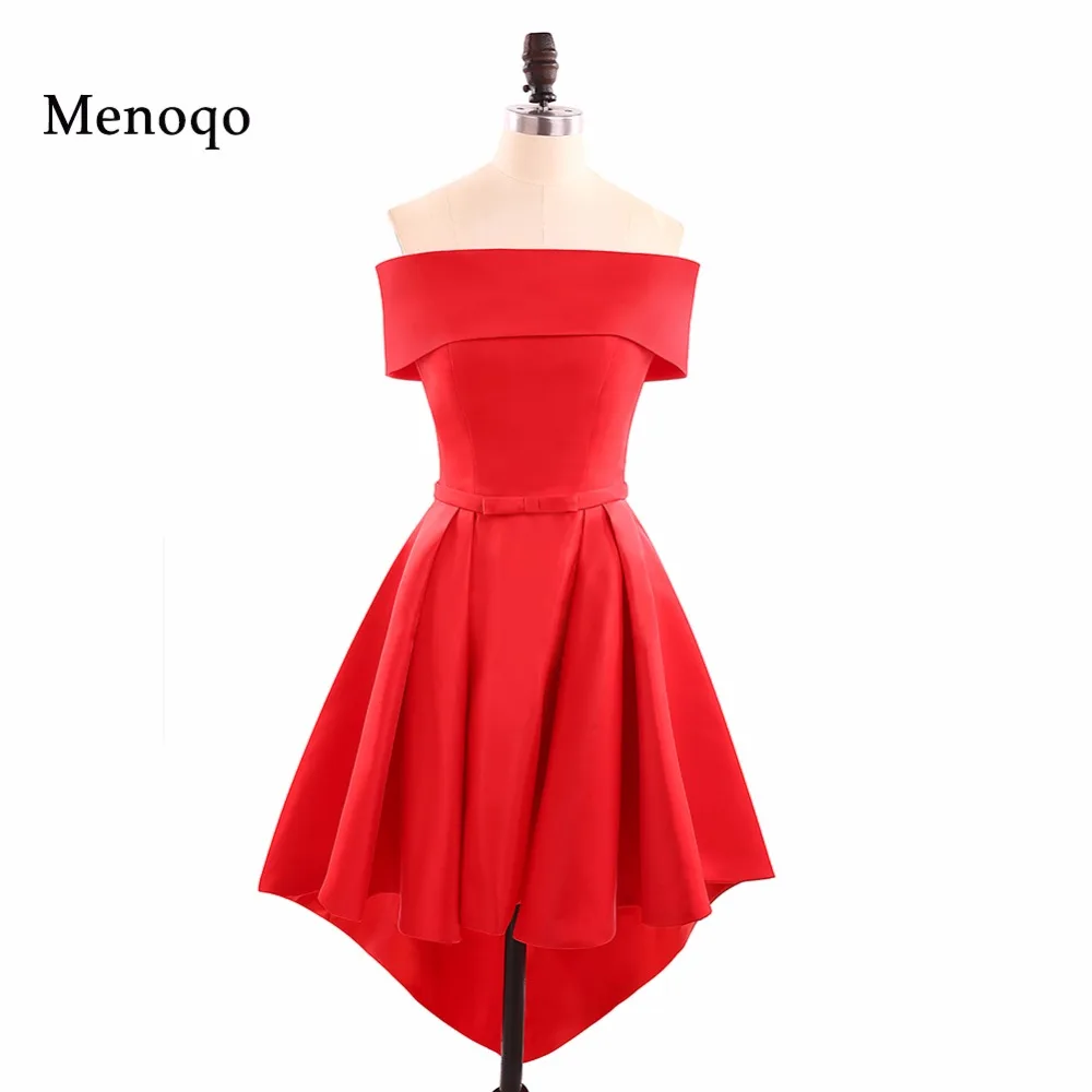 Красные Простые Короткие Выпускные платья Robe De Soiree с открытыми плечами длиной до
