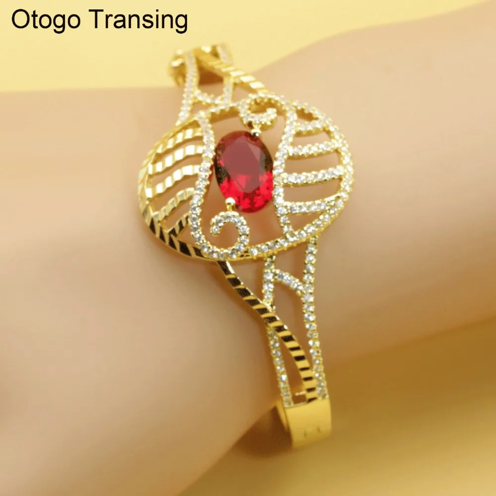 Otogo Transing кулон/серьги/браслет набор ювелирных изделий Золотой Цвет Красный