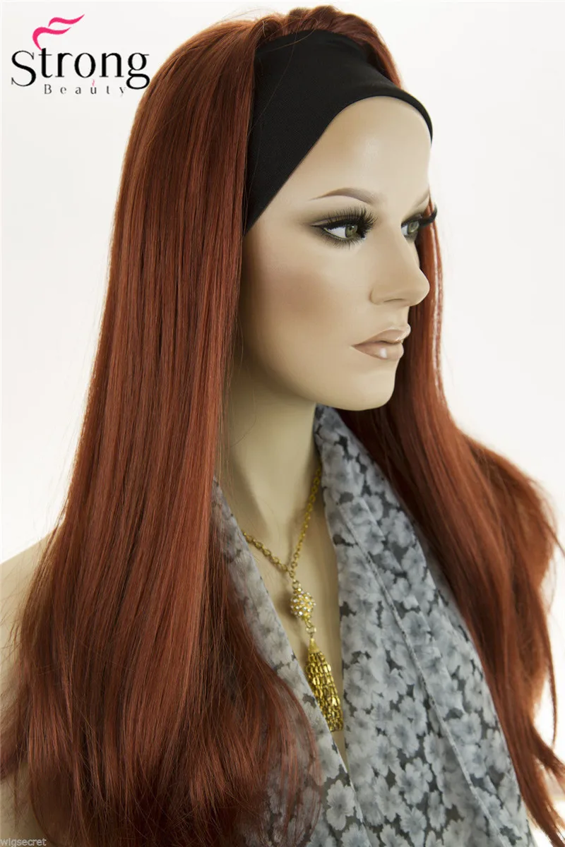 StrongBeauty 22 "длинный прямой медный красный синтетический парик с головной