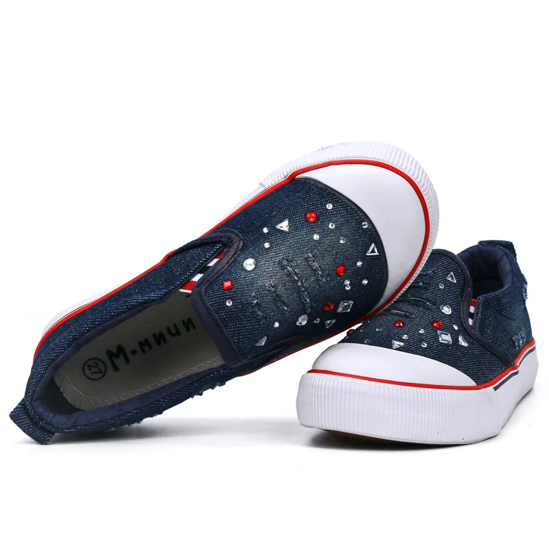 MMnun 2=1 Spring Denim Girls Shoes With Crystal Breathable Canvas Kids For Girl Sneakers Children Size 26-31 ML1856 | Детская одежда и