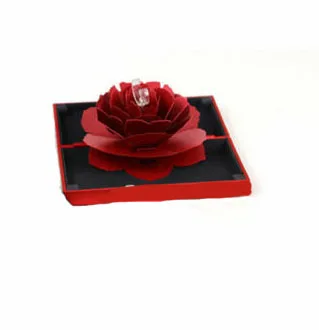 rectangle red 3D всплывающая коробка для колец с розами, держатель для хранения свадебных украшений на помолвку, чехол, прямоугольная вращающаяся коробка для колец с розами - Цвет: rectangle red