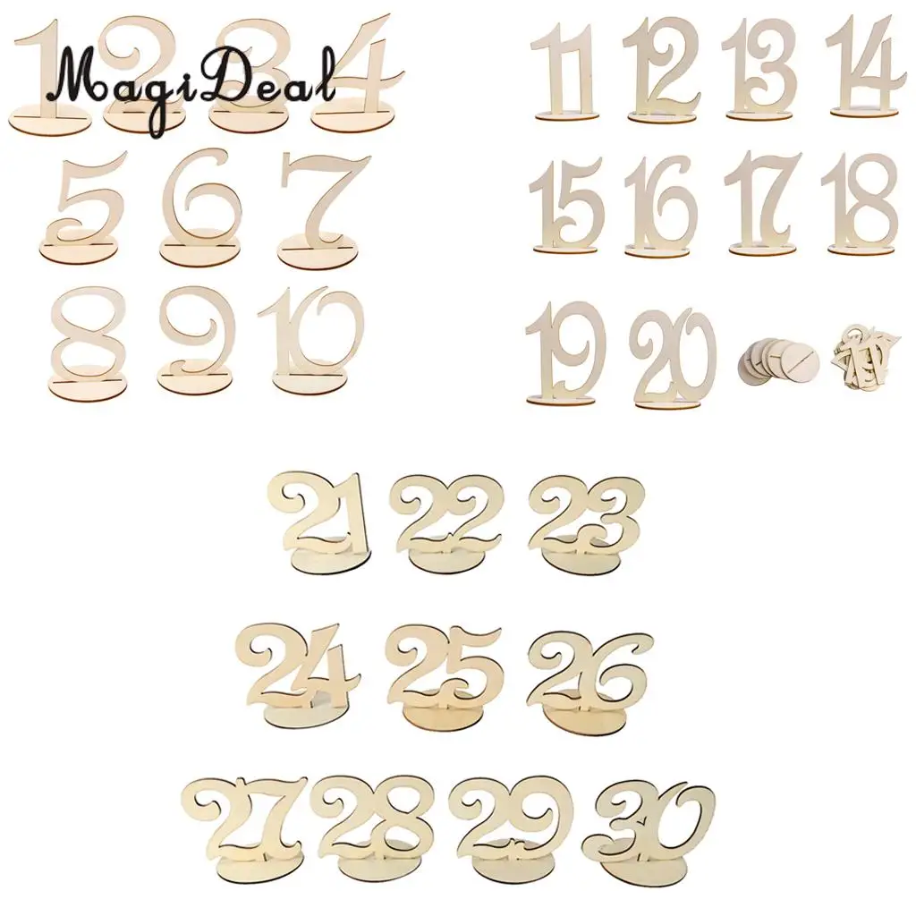 

30pcs/Set Wooden Table Number 1-30 Standing Wedding Table Centerpiece Decor