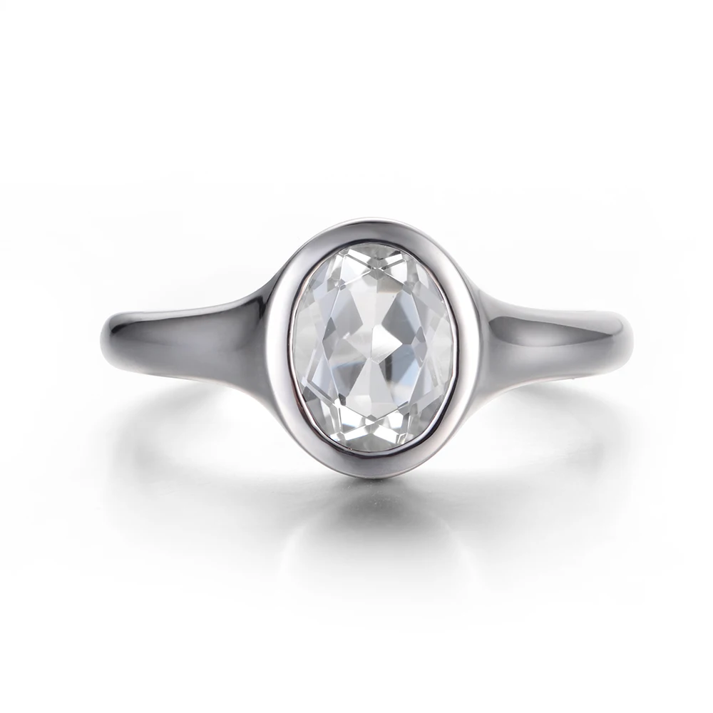 Украшения leige кольцо с натуральным белым топазом обручальное November Birthstone серебро