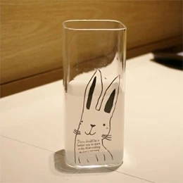 rabbit glass Креативная Скандинавская чашка с животным завтраком, соком, молоком, мультяшная стеклянная чашка с рисунком, трендовая парная чашка, квадратная пивная чашка 350 мл A11274 - Цвет: rabbit glass