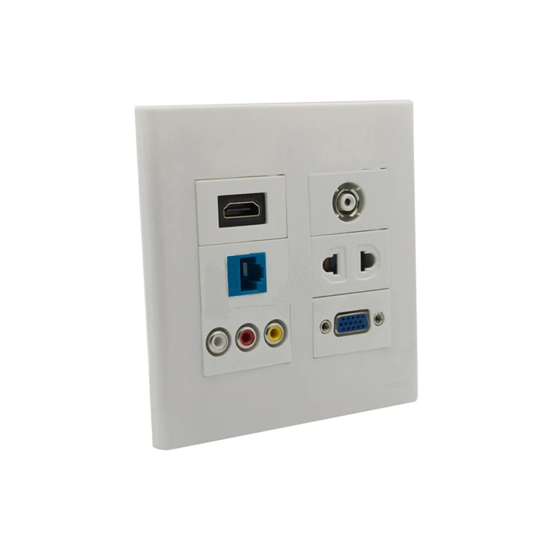 120X120 мм торцевая пластина разъем HDMI VGA CAT6 RJ45 3RCA AV TV AC Power Wall Plate Socket| |
