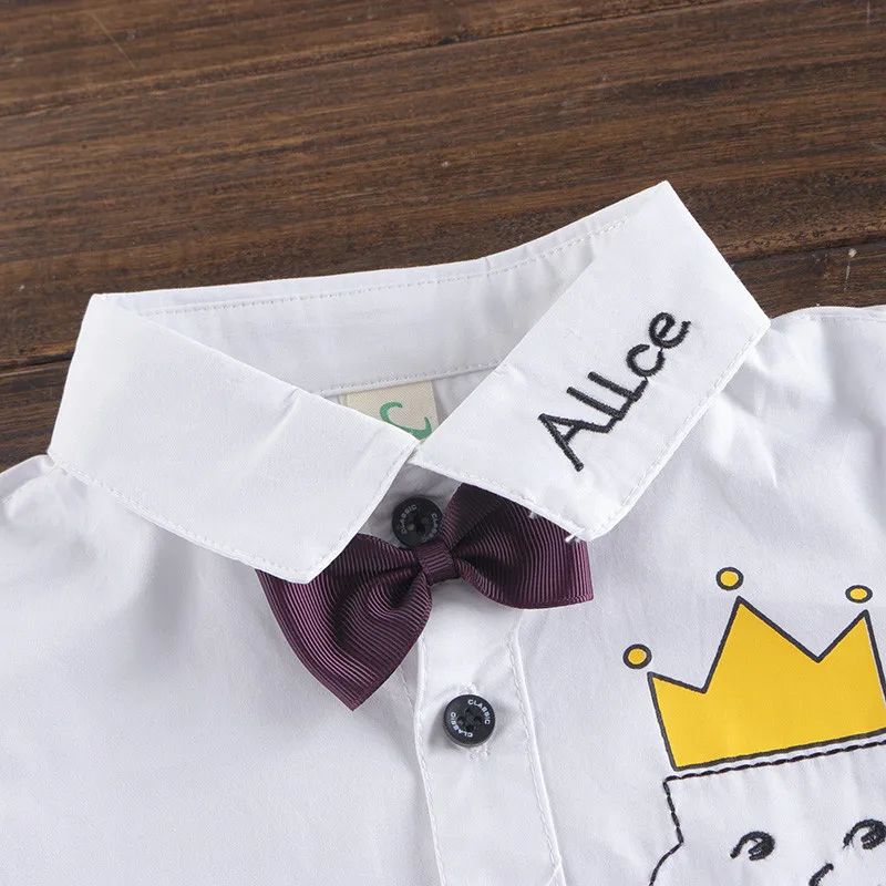 Детский летний модный формальный комплект одежды для мальчиков платье костюм с