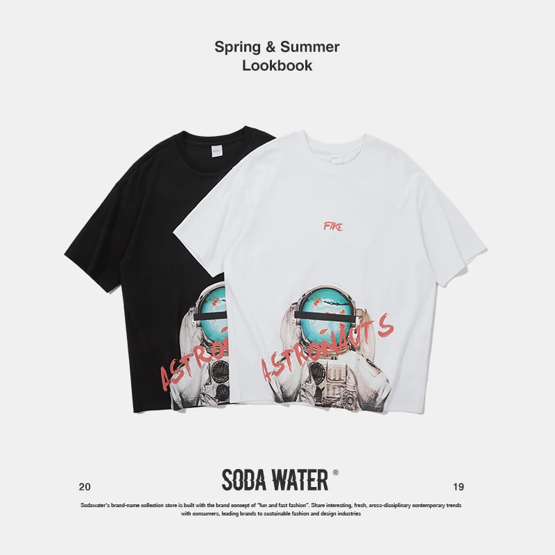 SODA WATER 2019 Summer Skateboard Tee Boy Girl Tshirt Tops Tees Streetwear Hip Hop T shirt Oversize Men's Funny Print 9126S|Мужские