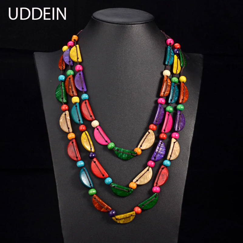UDDEIN богемное массивное ожерелье и кулон Многослойные Бусины деревянная Подвеска