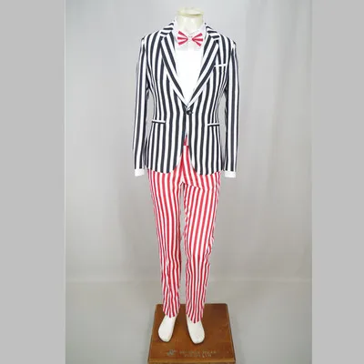 Черно белый костюм в клетку для взрослых певец магический сценический полоску