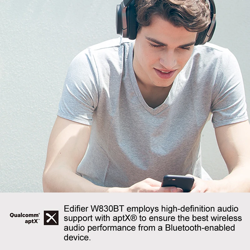 Беспроводные наушники EDIFIER W830BT Bluetooth v4.1 aptX кодек NFC tech с 95 часами воспроизведения
