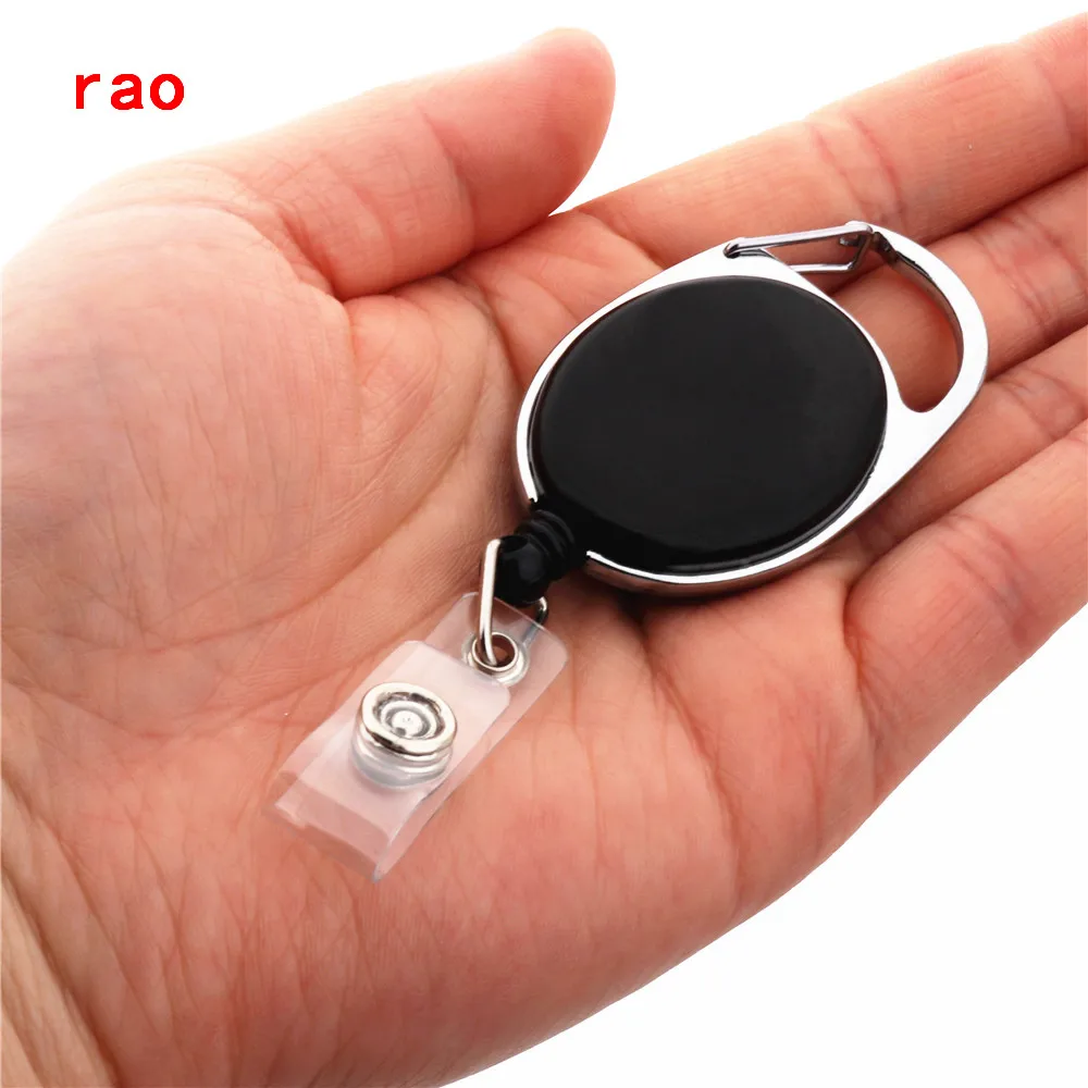 Различные наборы карт Выдвижная Тяговая катушка для бейджа ID Lanyard имя бирка держатель для карты держатель для бейджа Катушки откатный ремень брелок зажимы для цепи - Цвет: Черный