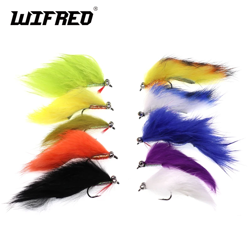 Wifreo 10 шт. #4 натуральный кролик Zonker Streamers форель Нахлыстовые мухи приманки большой