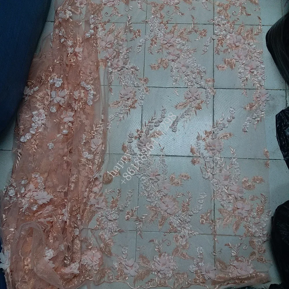 Новейший дизайн 2017 французское кружево красивое 3D Тюлевое с цветочной вышивкой