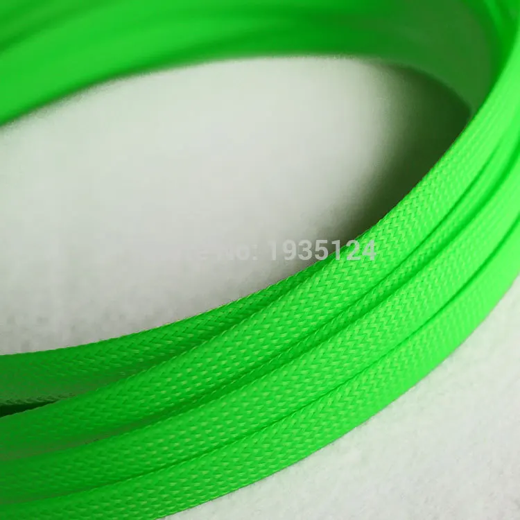 UV green 1 м 3/4/6/8/10/12/14 мм провод кабель защиты Цвет PET USB кабель с нейлоновой оплеткой кабель рукав высокой плотности жгута проводов защиты - Цвет: UV green