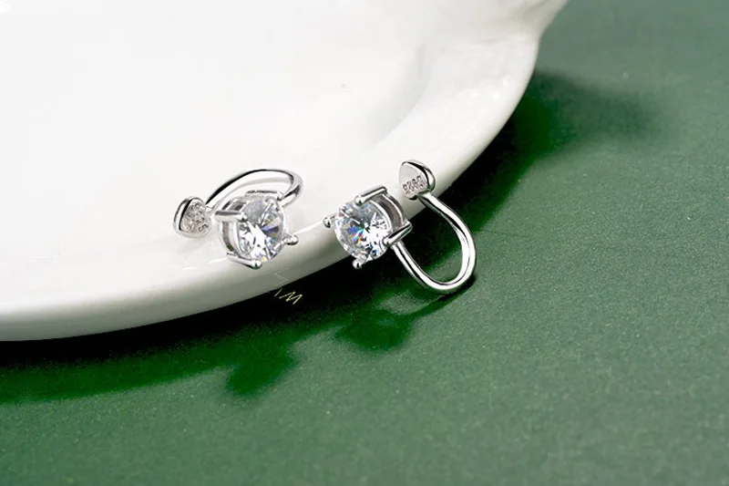1 Pair Elegant Women 4mm/6mm Zircon Clip Earrings Ear bone clip No Pierced boucle d'oreille Bijoux | Украшения и аксессуары