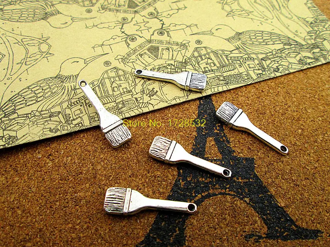 20 шт., Античные тибетские серебряные 2 сторонние кулоны 7x25мм