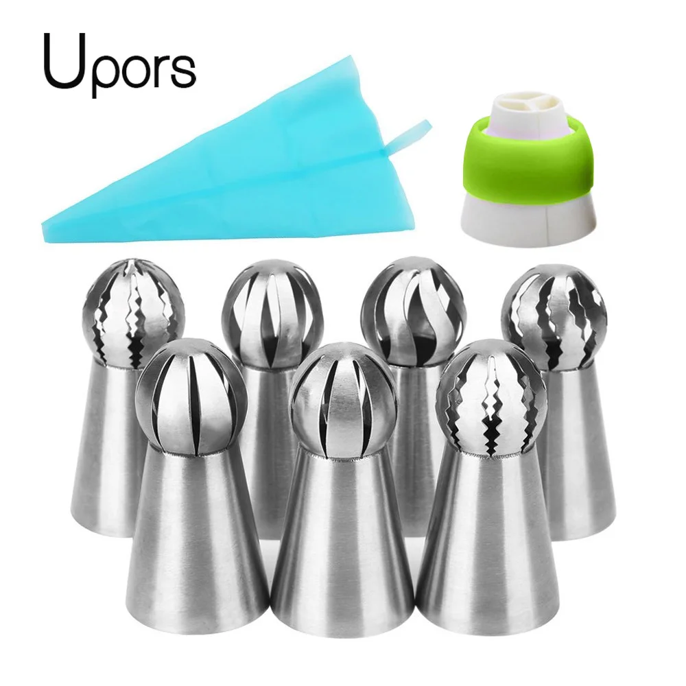 

UPORS 9 шт. кондитерские изделия, крем, сферический шар, русские Кондитерские наконечники, инструменты для украшения тортов
