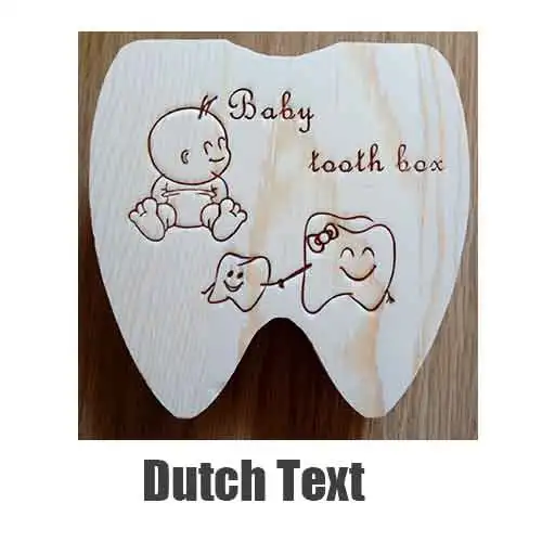 Dutch Text Деревянный ящик для зубов португальский/английский/испанский/французский/Итальянский детский ящик для зубов деревянный органайзер для молочных зубов Сувенирный чехол для хранения - Цвет: Dutch Text