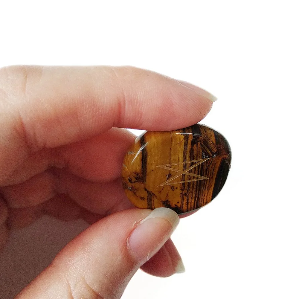 25 шт. Природный Тигровый глаз ладони камень Викинг руны камни комплект резные