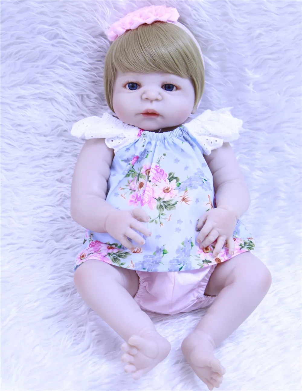 

DollMai 23" bebes reborn full silicone reborn baby dolls girl body fake baby real dolls blue/brown eyes baby reborn bonecas