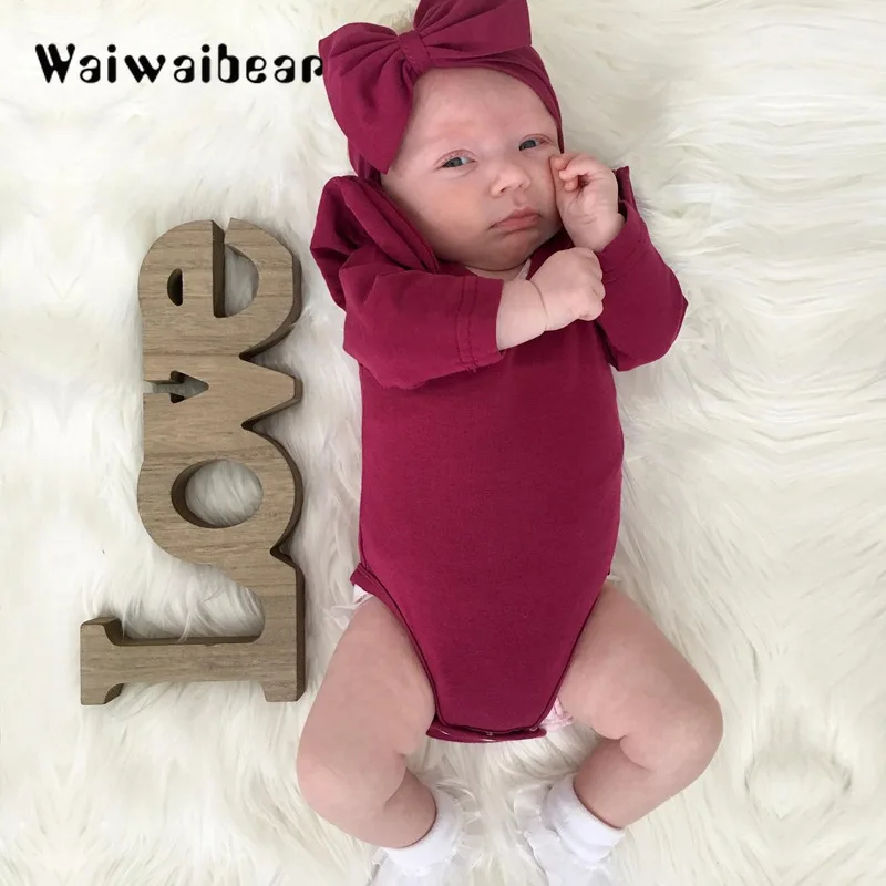 Baby Girl Rompers Autumn Princess Solid Jumpsuits Newborn Cotton Clothes Long -Sleeved Jumpsuit Kids Outfits | Детская одежда и