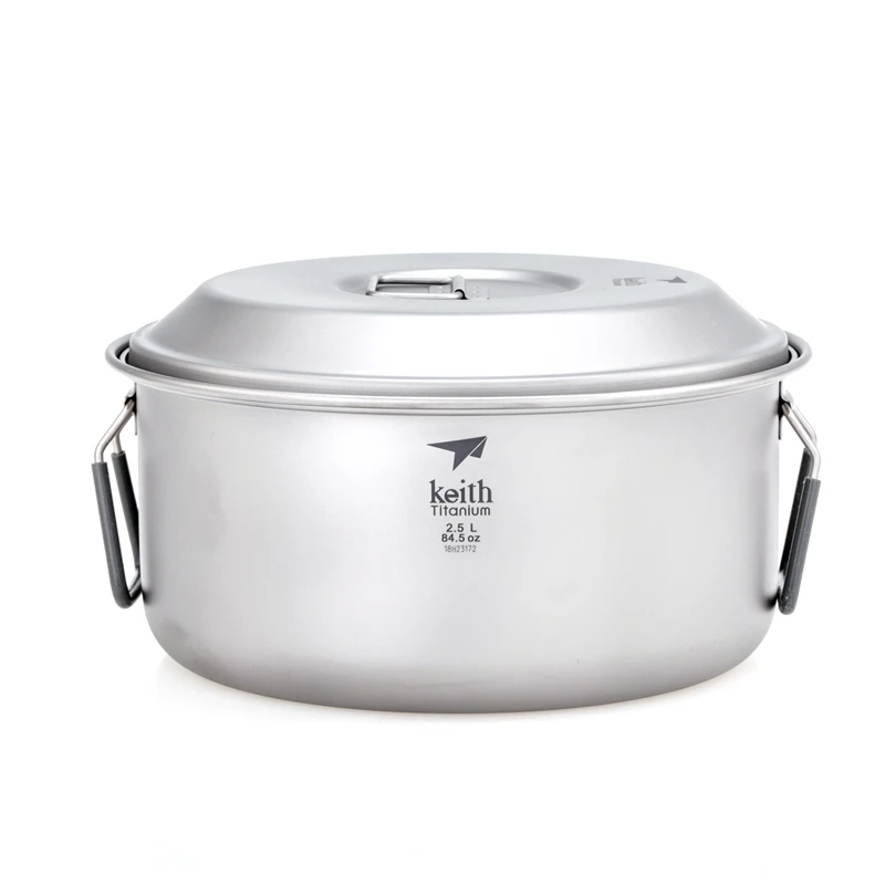 買取 キース 2.5Lキャンプチタンポット折りたたみハンドルポータブル 2-3 人調理器具カトラリー屋外ハイキング調理ピクニックTi6018