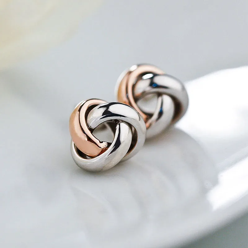 Серебряный нестареющий реального 925 пробы серебро любовь узел серьги стержня для