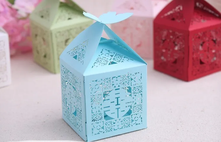 

wedding favor candy box -- Elegant Chinese Xi favor Boxes Butterfly Paper sweet Boxes Asian theme candy bag 300pcs/lot