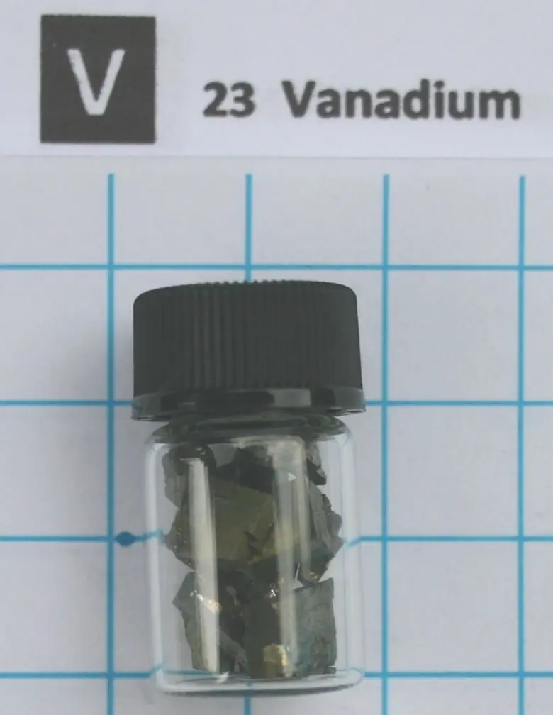 

1 gram 99.99% Vanadium Metal in glass vial - Element 23 sample