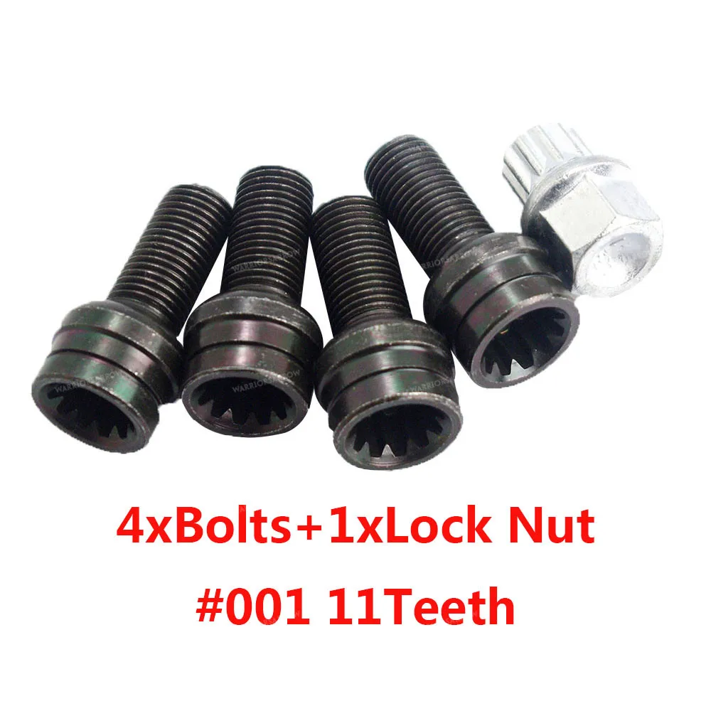 4xBolts 1xLock Nut X5 набор Противоугонный колесный винт Болт замок гайка ключ адаптер 11 зубьев для Volkswagen Golf Passat для Audi A4 A6 A8 TT 8D0601139F 001 - Название цвета: 4xBolts 1xLock Nut