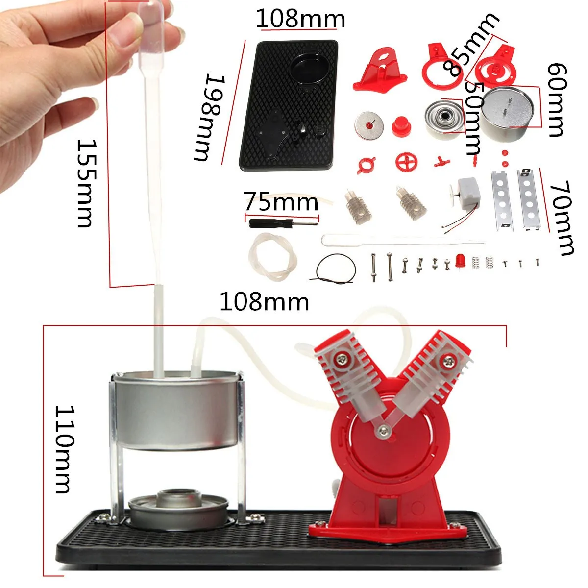 Двойная живая модель с паровым двигателем комплект + led генератор обучающее